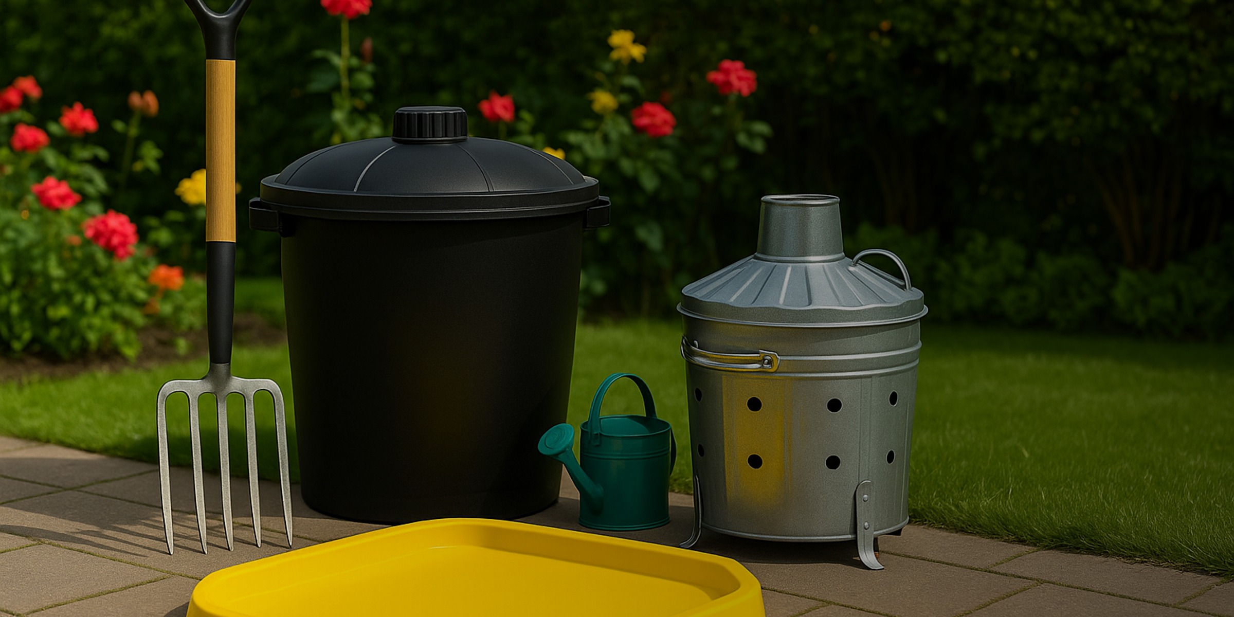 Lifestyle display of HomeXpress trays and garden products