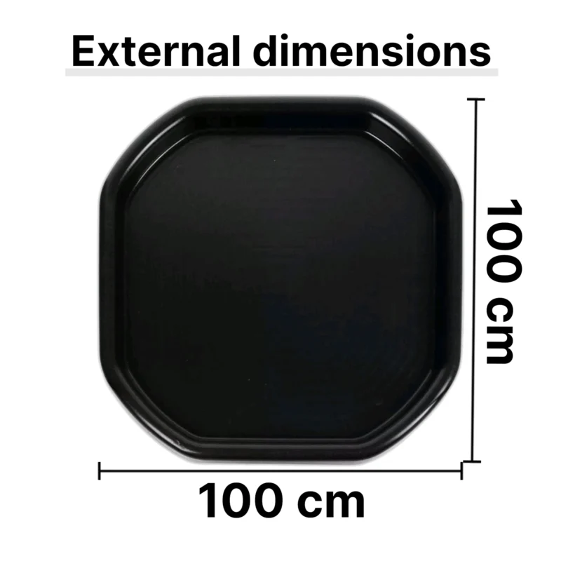 Mixing tray dimensions diagram, 100 cm, external measurements
