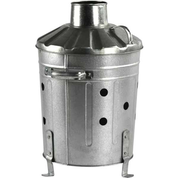 15 litre Galvanised steel garden incinerator fire bin with chimney lid