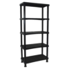5 tier plastic shelving unit heavy duty storage rack black 175cm
