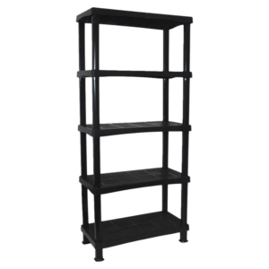 5 tier plastic shelving unit heavy duty storage rack black 175cm