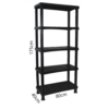 5 tier plastic shelving unit showing dimensions 175cm x 80cm x 40cm