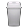 Silver 50L plastic swing bin with flip lid for household or office use