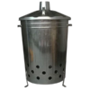 90 litre Galvanised steel garden incinerator fire bin with chimney lid