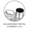 Close up of galvanised steel chimney lid on garden incinerator fire bin