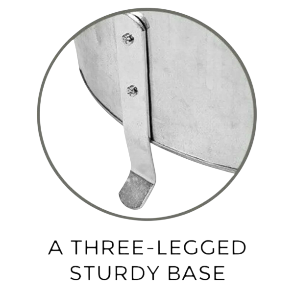 Galvanised steel incinerator bin showing sturdy three leg base supportGalvanised steel incinerator bin showing sturdy three leg base support