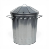 Small galvanised steel metal dustbin 15L with lid for household or garden use