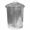 Large galvanised steel metal dustbin 90L with lid for outdoor waste or storage