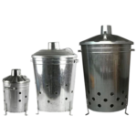 Galvanised steel garden incinerator fire bin available in mini medium and large sizes