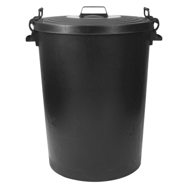 110L large plastic dustbin with clip locking lid for heavy duty outdoor use