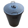 Top view of plastic dustbin with locking lid securely closed