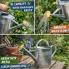 9L metal watering can pouring water onto garden plants and flowers