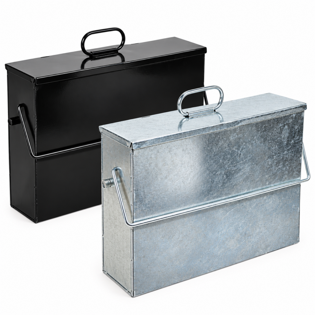 15L metal ash carrier box in black and silver
