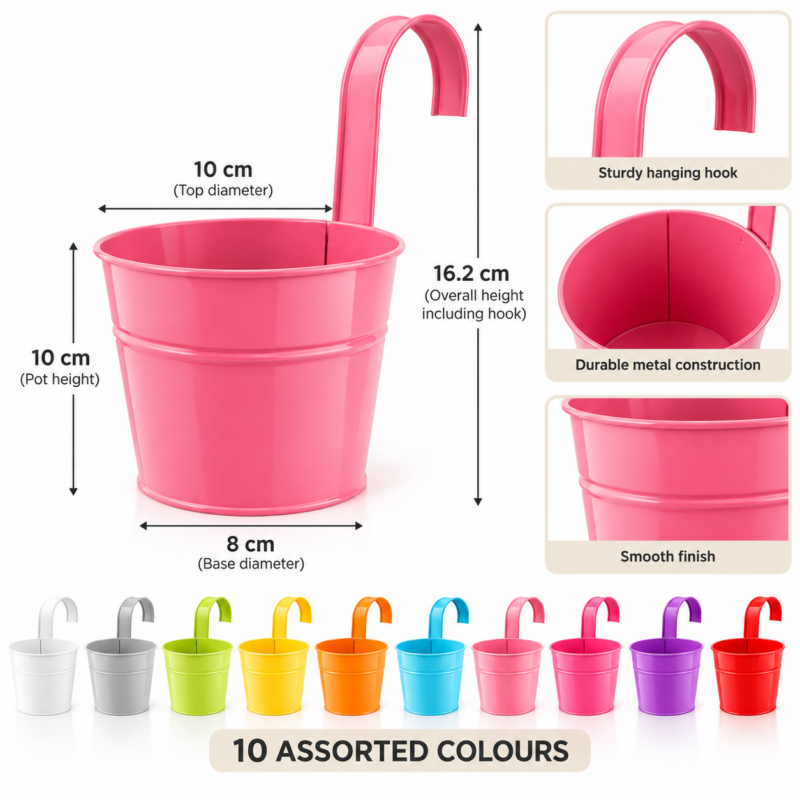Hanging flower pot dimensions and features