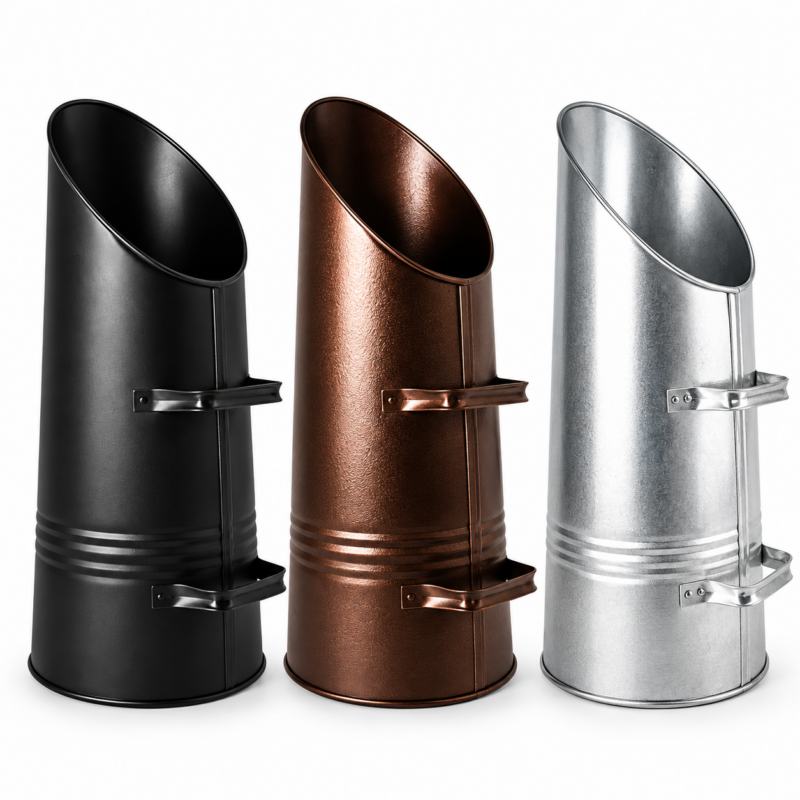 Metal Coal Hod - Black, Bronze & Silver Metal coal hod available in black, bronze and silver