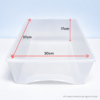 Clear plastic storage drawer measuring approximately 30cm wide 37cm deep and 17cm high